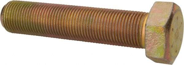 Made in USA - 3/4-16 UNF, 3-1/2" Length Under Head Hex Head Cap Screw - Fully Threaded, Grade 8 Alloy Steel, Zinc Yellow Dichromate Finish, 1-1/8" Hex - Benchmark Tooling
