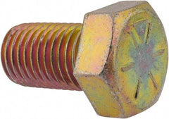 Made in USA - 7/8-9 UNC, 1-1/2" Length Under Head Hex Head Cap Screw - Fully Threaded, Grade 8 Alloy Steel, Zinc Yellow Dichromate Finish, 1-5/16" Hex - Benchmark Tooling