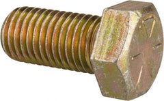 Made in USA - 7/8-9 UNC, 1-3/4" Length Under Head Hex Head Cap Screw - Fully Threaded, Grade 8 Alloy Steel, Zinc Yellow Dichromate Finish, 1-5/16" Hex - Benchmark Tooling