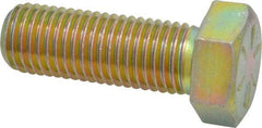 Made in USA - 7/8-9 UNC, 2-1/2" Length Under Head Hex Head Cap Screw - Partially Threaded, Grade 8 Alloy Steel, Zinc Yellow Dichromate Finish, 1-5/16" Hex - Benchmark Tooling