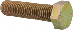 Made in USA - 7/8-9 UNC, 3-1/2" Length Under Head Hex Head Cap Screw - Fully Threaded, Grade 8 Alloy Steel, Zinc Yellow Dichromate Finish, 1-5/16" Hex - Benchmark Tooling