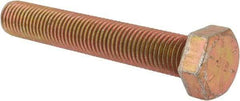 Made in North America - 7/8-9 UNC, 5-1/2" Length Under Head Hex Head Cap Screw - Fully Threaded, Grade 8 Alloy Steel, Zinc Yellow Dichromate Finish, 1-5/16" Hex - Benchmark Tooling