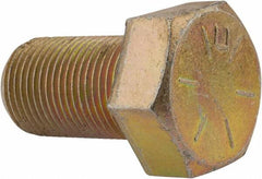 Made in USA - 7/8-14 UNF, 1-1/2" Length Under Head Hex Head Cap Screw - Fully Threaded, Grade 8 Alloy Steel, Zinc Yellow Dichromate Finish, 1-5/16" Hex - Benchmark Tooling