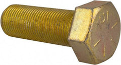 Made in USA - 7/8-14 UNF, 2-1/2" Length Under Head Hex Head Cap Screw - Partially Threaded, Grade 8 Alloy Steel, Zinc Yellow Dichromate Finish, 1-5/16" Hex - Benchmark Tooling