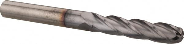 Hertel - 3/8" Diam, 1-3/4" LOC, 4 Flute Solid Carbide Ball End Mill - TiCN Finish, Single End, 4" OAL, 3/8" Shank Diam - Benchmark Tooling