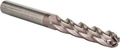 Hertel - 7/16" Diam, 2" LOC, 4 Flute Solid Carbide Ball End Mill - AlTiN Finish, Single End, 4" OAL, 7/16" Shank Diam, Spiral Flute - Benchmark Tooling