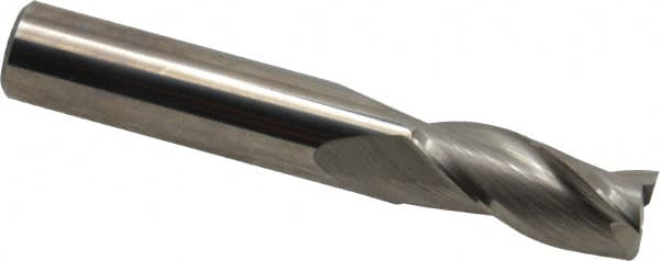 Hertel - 7/16", 1" LOC, 7/16" Shank Diam, 2-3/4" OAL, 3 Flute, Solid Carbide Square End Mill - Single End, Uncoated, Spiral Flute, 30° Helix, Centercutting, Right Hand Cut - Benchmark Tooling