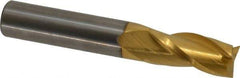 Hertel - 7/16", 1" LOC, 7/16" Shank Diam, 2-3/4" OAL, 3 Flute, Solid Carbide Square End Mill - Single End, TiN Finish, Spiral Flute, 30° Helix, Centercutting, Right Hand Cut - Benchmark Tooling