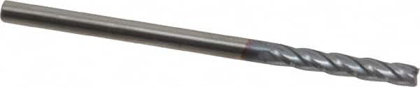Hertel - 1/8" Diam, 3/4" LOC, 4 Flute Solid Carbide Roughing Square End Mill - TiCN Finish, 2-1/4" OAL, 1/8" Shank Diam, Single End, Centercutting - Benchmark Tooling
