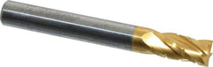Hertel - 1/4" Diam, 1/2" LOC, 4 Flute Solid Carbide Roughing Square End Mill - TiN Finish, 2" OAL, 1/4" Shank Diam, Single End, Centercutting - Benchmark Tooling