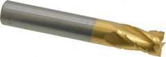 Hertel - 5/16" Diam, 1/2" LOC, 4 Flute Solid Carbide Roughing Square End Mill - TiN Finish, 2" OAL, 5/16" Shank Diam, Single End, Centercutting - Benchmark Tooling