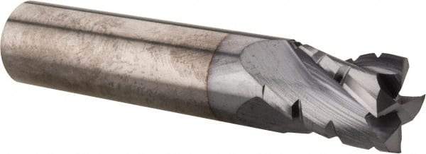Hertel - 1/2" Diam, 5/8" LOC, 4 Flute Solid Carbide Roughing Square End Mill - TiCN Finish, 2-1/2" OAL, 1/2" Shank Diam, Single End, Centercutting - Benchmark Tooling