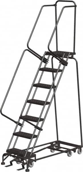 Ballymore - 103" 7 Step All-Directional Ladder - Rolling Safety Ladder, 450 Lb Capacity, 70" Platform Height, 24" Base Width x 55" Depth, Heavy-Duty Serrated Grating - Benchmark Tooling