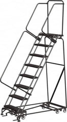 Ballymore - 113" 8 Step Ladder - Rolling Safety Ladder, 450 Lb Capacity, 80" Platform Height, 32" Base Width x 61" Depth, Expanded Metal Tread - Benchmark Tooling