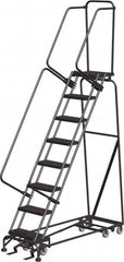 Ballymore - 113" 8 Step All-Directional Ladder - Rolling Safety Ladder, 450 Lb Capacity, 80" Platform Height, 24" Base Width x 61" Depth, Heavy-Duty Serrated Grating - Benchmark Tooling