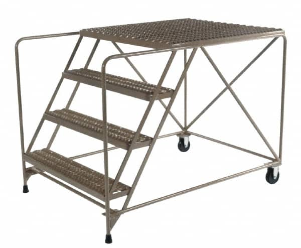 PW Platforms - 4 Step, 40 Inch Overall Height, Heavy Duty Serrated Grating, Steel Work Platform - 600 Lb. Load Capacity, 40 Inch Platform Height, 38 Inch Base Width x 54 Inch Base Depth - Benchmark Tooling