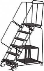 Ballymore - 93" 6 Step Ladder - Safety Stock Picking Ladder, 450 Lb Capacity, 60" Platform Height, 30" Base Width x 55" Depth, Perforated Tread - Benchmark Tooling