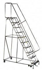 Ballymore - 153" 12 Step Ladder - Rolling Safety Ladder, 450 Lb Capacity, 120" Platform Height, 32" Base Width x 87" Depth, Perforated Tread - Benchmark Tooling