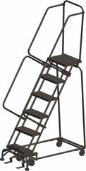 Ballymore - 93" 6 Step Ladder - 300 Lb Capacity, 60" Platform Height, 24" Base Width x 49" Depth, Heavy-Duty Serrated Grating - Benchmark Tooling