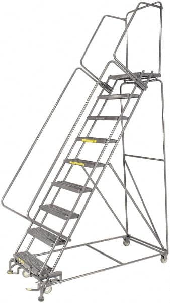 Ballymore - 123" 9 Step Ladder - 300 Lb Capacity, 90" Platform Height, 32" Base Width x 68" Depth, Perforated Tread - Benchmark Tooling