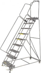 Ballymore - 123" 9 Step Ladder - 300 Lb Capacity, 90" Platform Height, 32" Base Width x 68" Depth, Heavy-Duty Serrated Grating - Benchmark Tooling