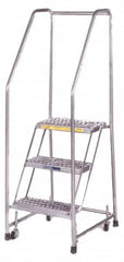 Ballymore - 93" 6 Step Ladder - Rolling Safety Ladder, 450 Lb Capacity, 60" Platform Height, 24" Base Width x 50" Depth, Heavy-Duty Serrated Grating - Benchmark Tooling