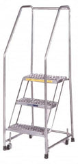 Ballymore - 103" 7 Step Ladder - Rolling Safety Ladder, 450 Lb Capacity, 70" Platform Height, 30" Base Width x 56" Depth, Heavy-Duty Serrated Grating - Benchmark Tooling