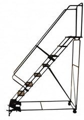 Ballymore - 113" 8 Step Ladder - Rolling Safety Ladder, 450 Lb Capacity, 80" Platform Height, 24" Base Width x 76" Depth, Abrasive Mat Tread - Benchmark Tooling