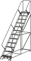 Ballymore - 153" 12 Step Ladder - Rolling Safety Ladder, 450 Lb Capacity, 120" Platform Height, 32" Base Width x 116" Depth, Abrasive Mat Tread - Benchmark Tooling