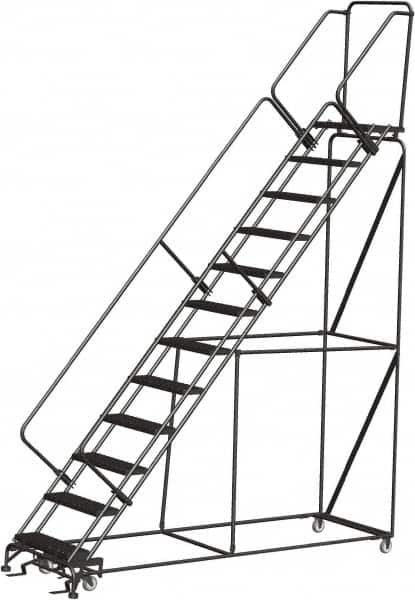 Ballymore - 153" 12 Step Ladder - 350 Lb Capacity, 120" Platform Height, 32" Base Width x 116" Depth, Expanded Metal Tread - Benchmark Tooling