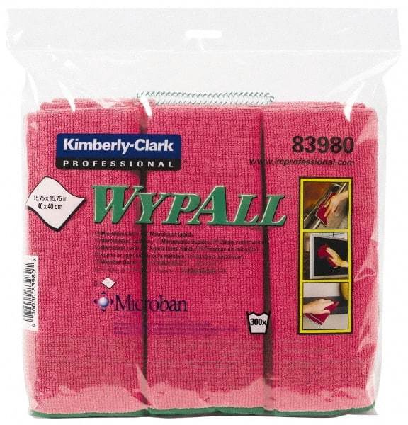 WypAll - Reusable Microfiber Wipes - Packet, 15-3/4" x 15-3/4" Sheet Size, Red - Benchmark Tooling