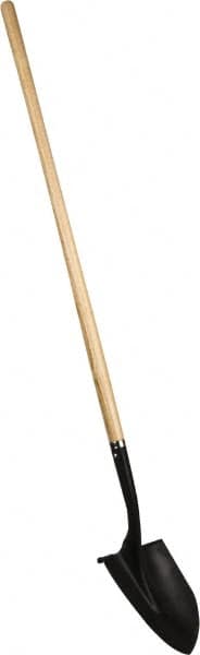 PRO-SOURCE - 11" High x 9-1/2" Wide Round Steel Shovel - 48" Long Wood Straight Handle, Front Turned - Benchmark Tooling