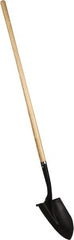 PRO-SOURCE - 11" High x 9-1/2" Wide Round Steel Shovel - 48" Long Wood Straight Handle, Front Turned - Benchmark Tooling