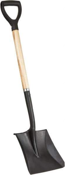 PRO-SOURCE - 11-1/2" High x 9-1/2" Wide Square Steel Shovel - 28" Long Wood D-Grip Handle, Front Turned - Benchmark Tooling