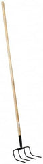 PRO-SOURCE - Refuse Hook with 54" Straight Wood Handle - 7-7/8" Blade Width, 4 Tines, 9" Tine Length - Benchmark Tooling