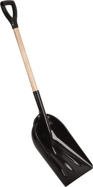 PRO-SOURCE - 14" High x 18" Wide Square Plastic Shovel - 29" Long Wood D-Grip Handle - Benchmark Tooling