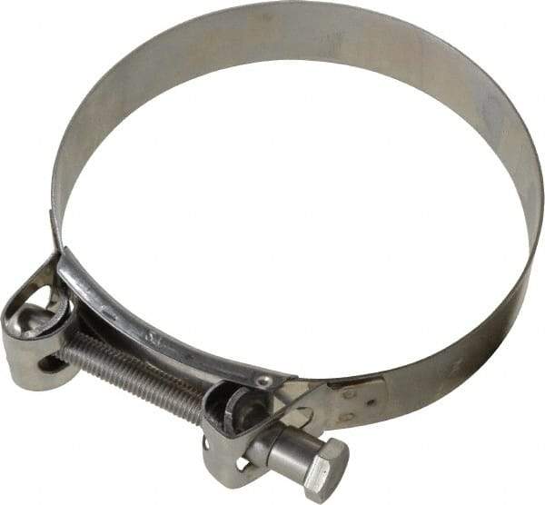 Mikalor - 5-1/4" Hose, 1.1" Wide x 0.051" Thick, T-Bolt Hose Clamp - 5.11 to 5.51" Diam, Stainless Steel - Benchmark Tooling