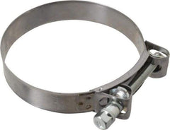 Mikalor - 5-1/4" Hose, 1.1" Wide x 0.051" Thick, T-Bolt Hose Clamp - 5.11 to 5.51" Diam, Stainless Steel Band, Housing & Zinc Plated Screw - Benchmark Tooling