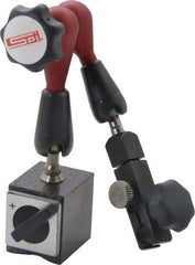 SPI - 175 Lb Magnetic Force, Fine Adjustment Indicator Positioner & Holder with Base - Post & Arm, Round Base, 6-1/2" Base Diam - Benchmark Tooling