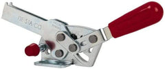 De-Sta-Co - 560 Lb Holding Capacity, Horizontal Handle, Manual Hold Down Toggle Clamp - 69° Handle Movement, 73° Bar Opening, U-Bar, Flanged Base, Electro-Plated Zinc, Carbon Steel - Benchmark Tooling