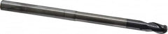 ProMax - 1/4" Diam, 3/8" LOC, 3 Flute Solid Carbide Ball End Mill - AlTiN Finish, Single End, 4" OAL, 1/4" Shank Diam, Spiral Flute - Benchmark Tooling