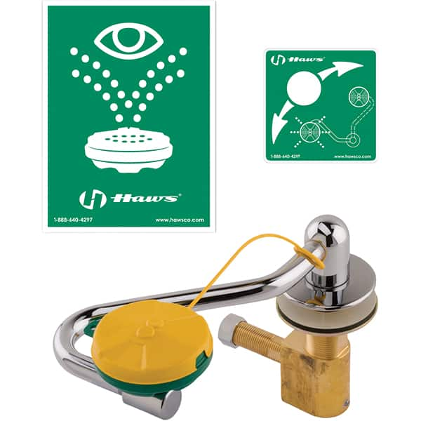 Haws - 13" Wide x 6" High, Faucet Mount, Plastic Bowl, Eye & Face Wash Station - 6" Inlet, 2.5 GPM Flow Rate - Benchmark Tooling