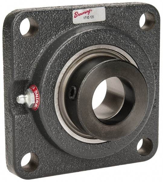 Browning - 1-1/4" ID, 4-5/8" OAL x 4-5/8" OAH 4-Bolt Flange - 3,493 Lb Static Cap, 5,782 Lb Dyn Cap, 3-5/8" Btw Mnt Hole Ctrs, Cast Iron - Benchmark Tooling