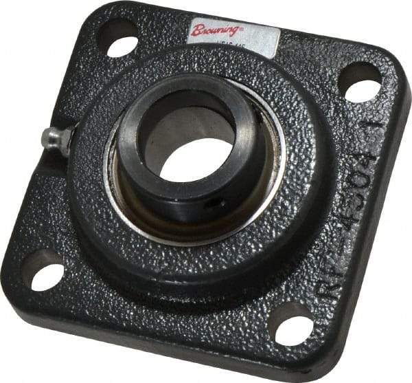 Browning - 1" ID, 3-3/4" OAL x 3-3/4" OAH 4-Bolt Flange - 1,651 Lb Static Cap, 2,801 Lb Dyn Cap, 2-3/4" Btw Mnt Hole Ctrs, Cast Iron - Benchmark Tooling