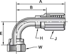 Parker - 9/16-18 SAE Steel Hydraulic Hose Female Seal-Lok Swivel 90° Elbow & Short Drop - 6,000 psi, -4 Hose Size, 1/4" Hose Diam - Benchmark Tooling