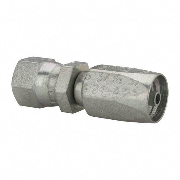 Parker - 7/16-20 SAE Steel Hydraulic Hose Female JIC 37° Swivel & Straight Fitting - 6,000 psi, -4 Hose Size - Benchmark Tooling