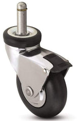 Shepherd - 3" Diam x 15/16" Wide x 3-7/8" OAH Stem Mount Swivel Caster with Brake - Neoprene, 110 Lb Capacity, Precision Ball Bearing, 3/8 x 1" Friction Stem - Benchmark Tooling