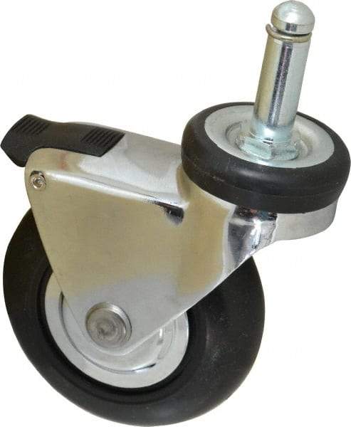 Shepherd - 3" Diam x 15/16" Wide x 3-7/8" OAH Stem Mount Swivel Caster with Brake - Neoprene, 110 Lb Capacity, Precision Ball Bearing, 7/16 x 1-7/16" Friction Stem - Benchmark Tooling