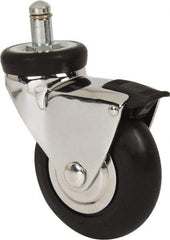 Shepherd - 3" Diam x 15/16" Wide x 3-7/8" OAH Stem Mount Swivel Caster with Brake - Neoprene, 110 Lb Capacity, Precision Ball Bearing, 7/16 x 7/8" Friction Stem - Benchmark Tooling