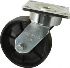 Albion - 6" Diam x 2" Wide x 7-1/2" OAH Top Plate Mount Swivel Caster - Glass Filled Nylon, 1,200 Lb Capacity, Precision Sealed Bearing, 4 x 4-1/2" Plate - Benchmark Tooling